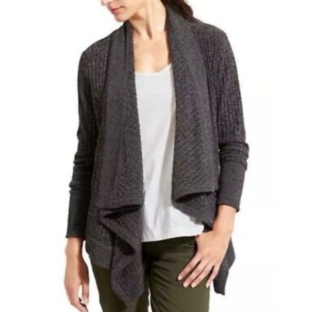 Athleta Women's Black Tiburon Open Front Waterfall Cardigan GUC XS #1565